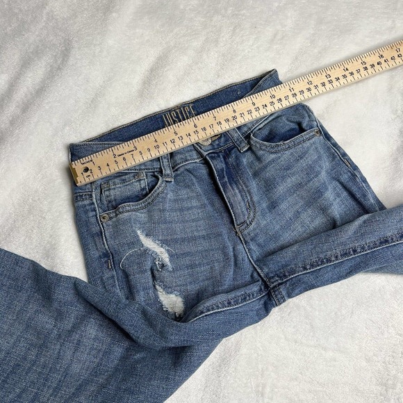 Girls Justice Straight Blue Distressed Ripped Jeans Medium Wash Size 8 - Picture 7 of 10